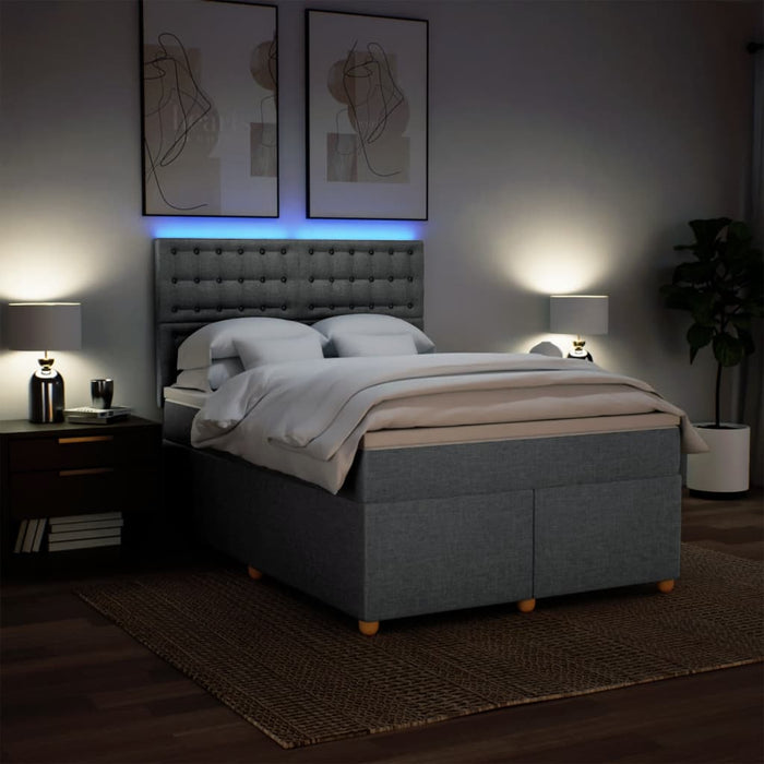 Pat box spring cu saltea, gri deschis, 140x190 cm, textil - WALTI WALTI