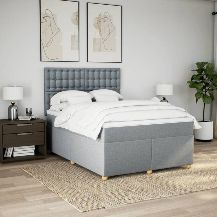 Pat box spring cu saltea, gri deschis, 140x190 cm, textil - WALTI WALTI