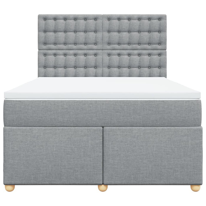 Pat box spring cu saltea, gri deschis, 140x190 cm, textil - WALTI WALTI