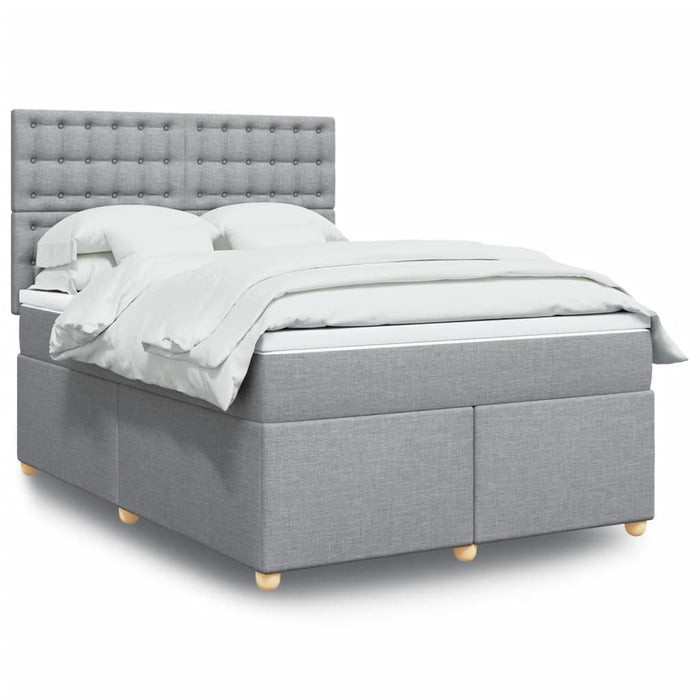 Pat box spring cu saltea, gri deschis, 140x190 cm, textil - WALTI WALTI