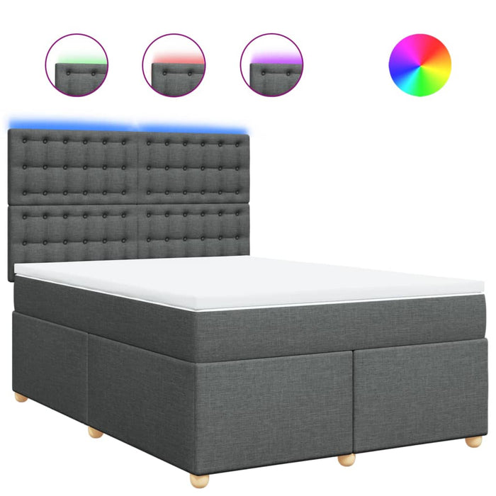 Pat box spring cu saltea, gri închis, 140x190 cm, textil - WALTI WALTI