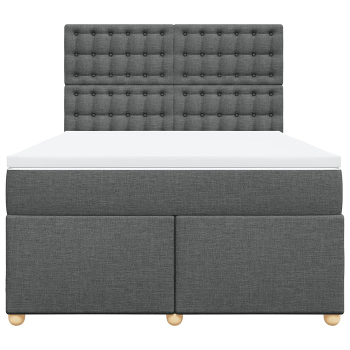 Pat box spring cu saltea, gri închis, 140x190 cm, textil - WALTI WALTI