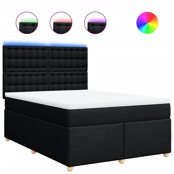 Pat box spring cu saltea, negru, 140x190 cm, textil - WALTI WALTI