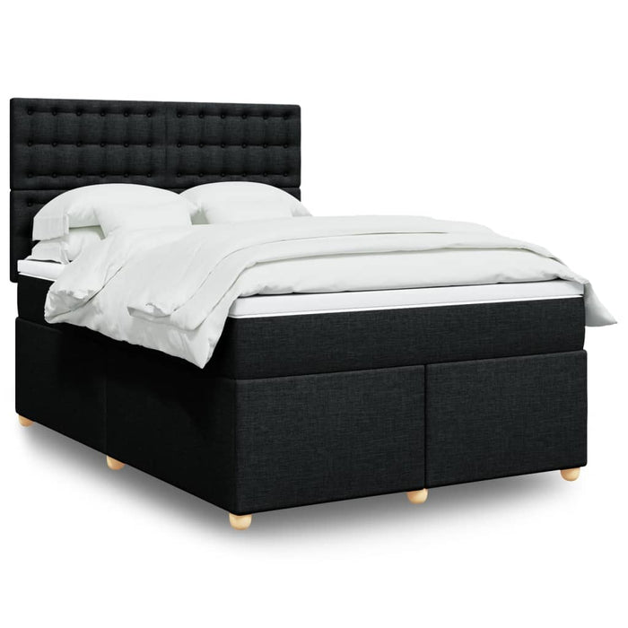 Pat box spring cu saltea, negru, 140x190 cm, textil - WALTI WALTI