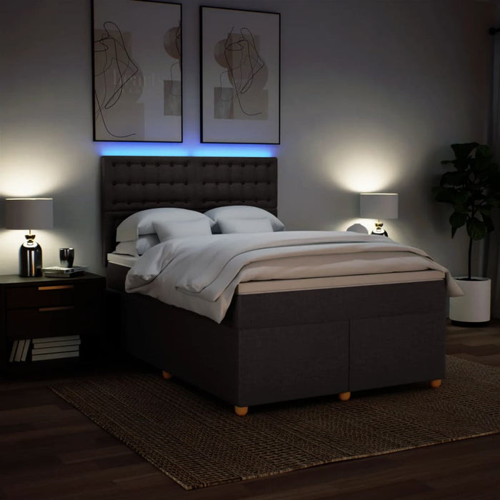 Pat box spring cu saltea, maro închis, 140x200 cm, textil - WALTI WALTI