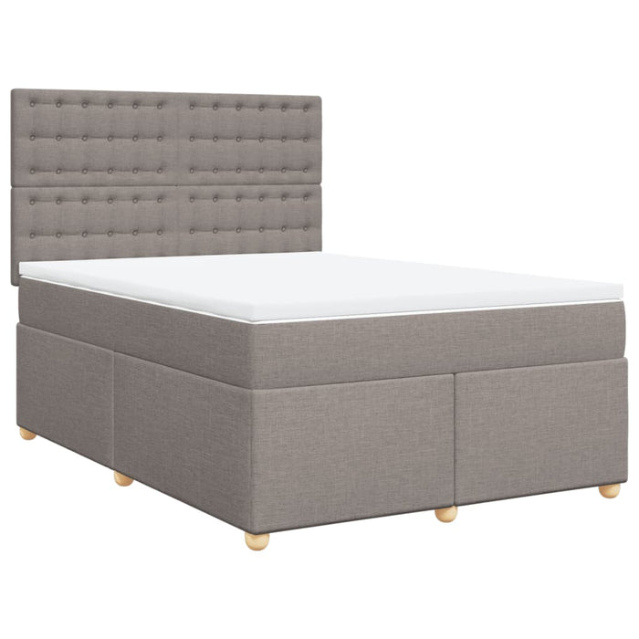Pat box spring cu saltea, gri taupe, 140x200 cm, textil - WALTI WALTI