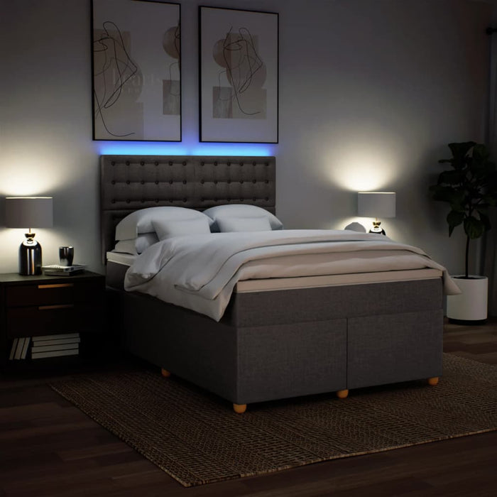 Pat box spring cu saltea, gri taupe, 140x200 cm, textil - WALTI WALTI