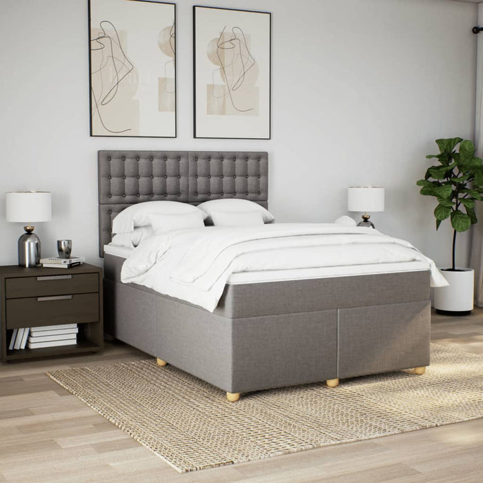 Pat box spring cu saltea, gri taupe, 140x200 cm, textil - WALTI WALTI