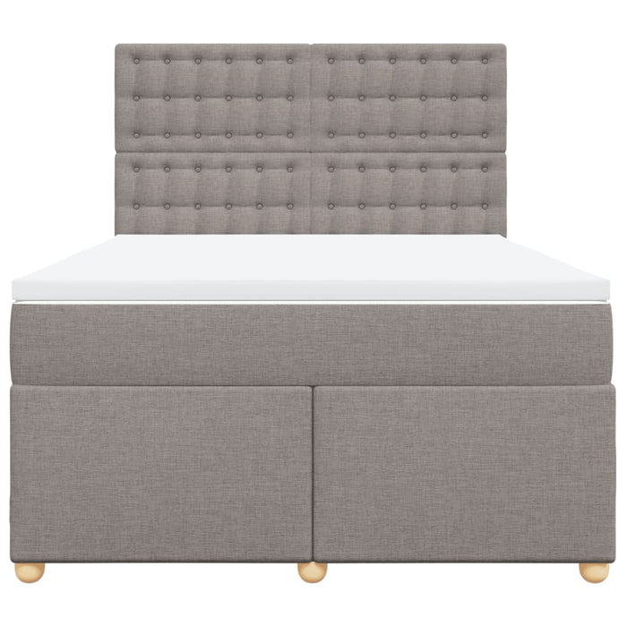 Pat box spring cu saltea, gri taupe, 140x200 cm, textil - WALTI WALTI