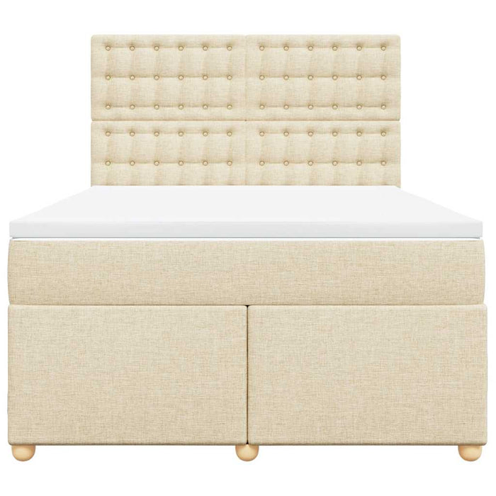 Pat box spring cu saltea, crem, 140x200 cm, textil - WALTI WALTI