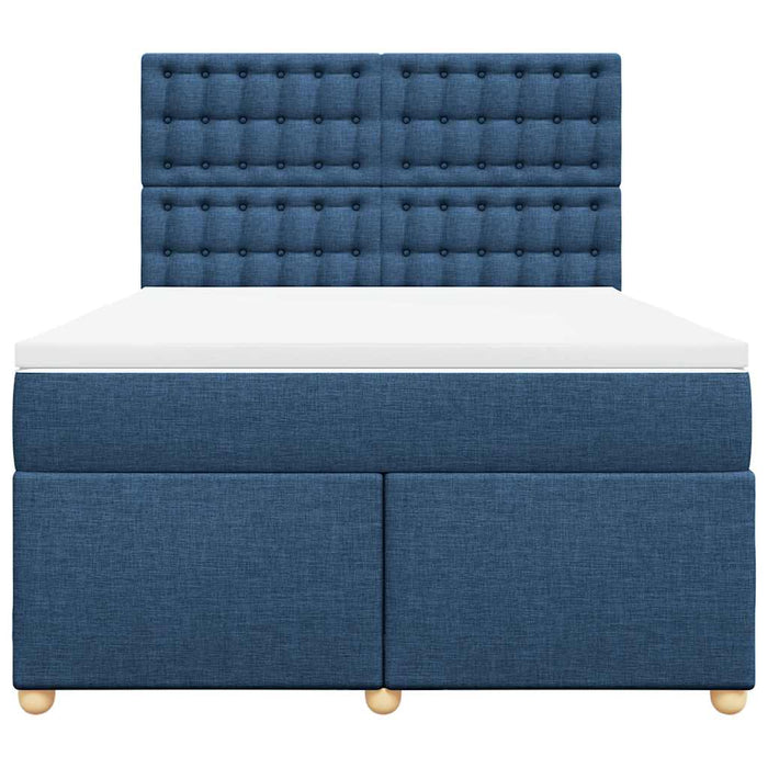 Pat box spring cu saltea, albastru, 140x200 cm, textil - WALTI WALTI