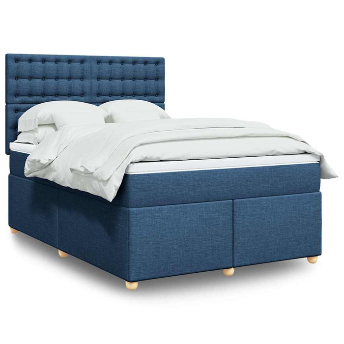 Pat box spring cu saltea, albastru, 140x200 cm, textil - WALTI WALTI