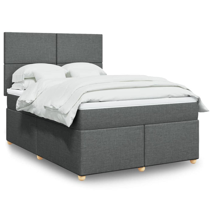 Pat box spring cu saltea, gri închis, 140x200 cm, textil - WALTI WALTI