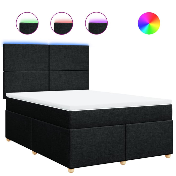 Pat box spring cu saltea, negru, 140x200 cm, textil - WALTI WALTI