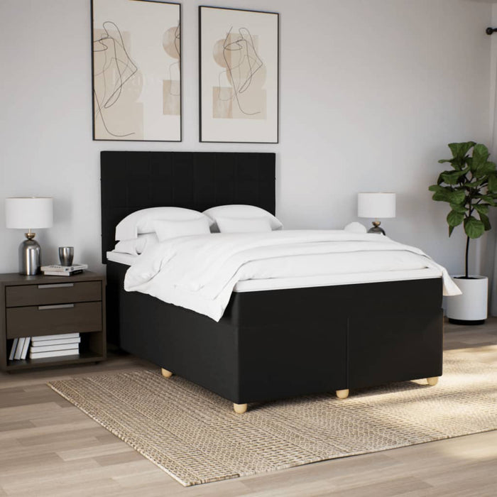 Pat box spring cu saltea, negru, 140x200 cm, textil - WALTI WALTI