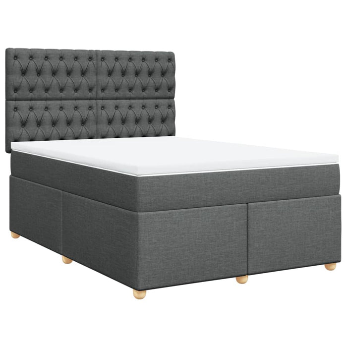 Pat box spring cu saltea, gri închis, 140x200 cm, textil - WALTI WALTI