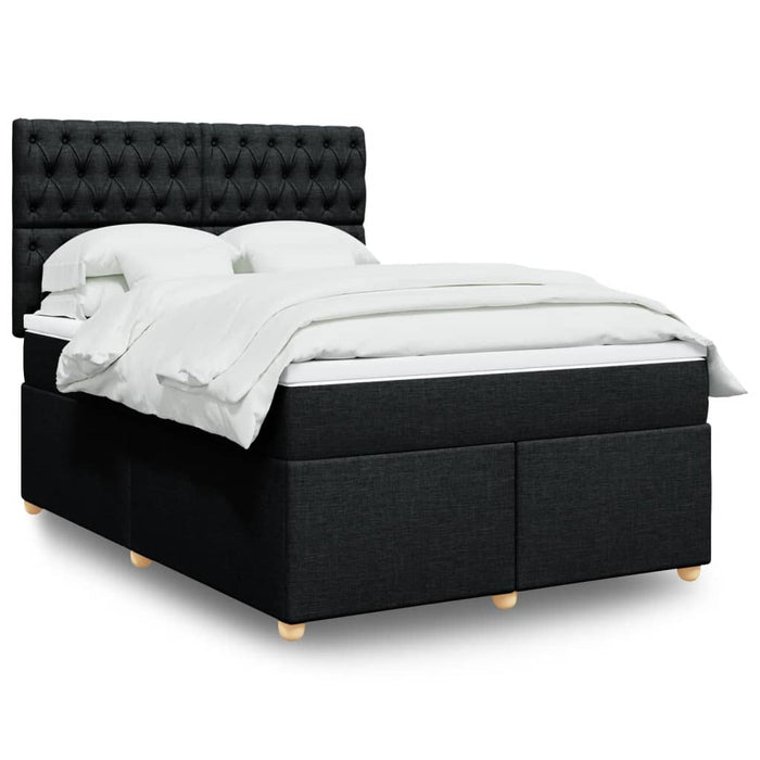 Pat box spring cu saltea, negru, 140x200 cm, textil - WALTI WALTI