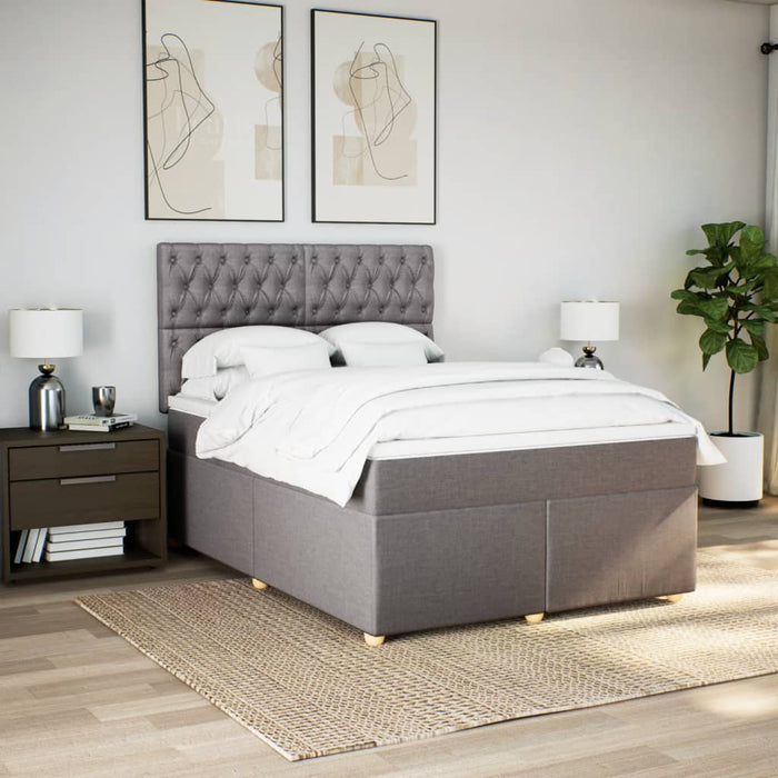 Pat continental cu saltea gri taupe 140x200 cm material textil - WALTI WALTI