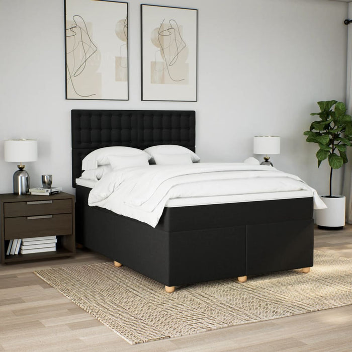 Pat box spring cu saltea, negru, 140x200 cm, textil - WALTI WALTI