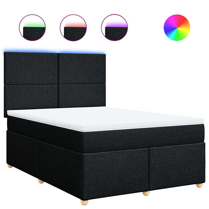Pat box spring cu saltea, negru, 160x200 cm, textil - WALTI WALTI
