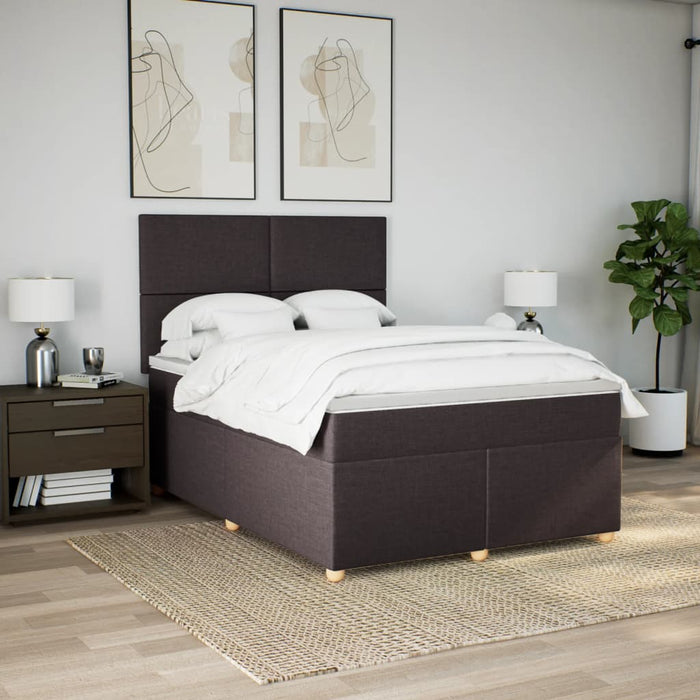 Pat box spring cu saltea, maro închis, 160x200 cm, textil - WALTI WALTI