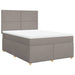 Pat box spring cu saltea, gri taupe, 160x200 cm material textil - WALTI WALTI