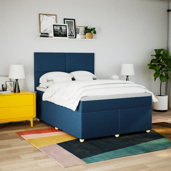 Pat continental cu saltea, albastru, 160x200cm, material textil - WALTI WALTI