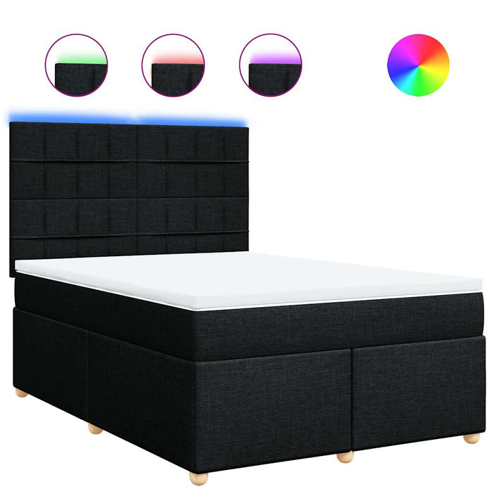 Pat box spring cu saltea, negru, 160x200 cm, textil - WALTI WALTI