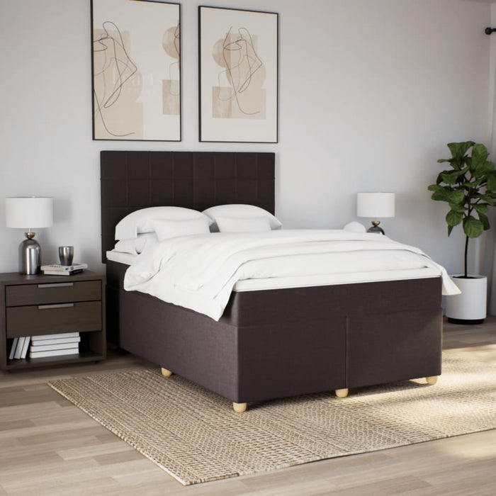 Pat box spring cu saltea, maro închis, 160x200 cm, textil WALTI
