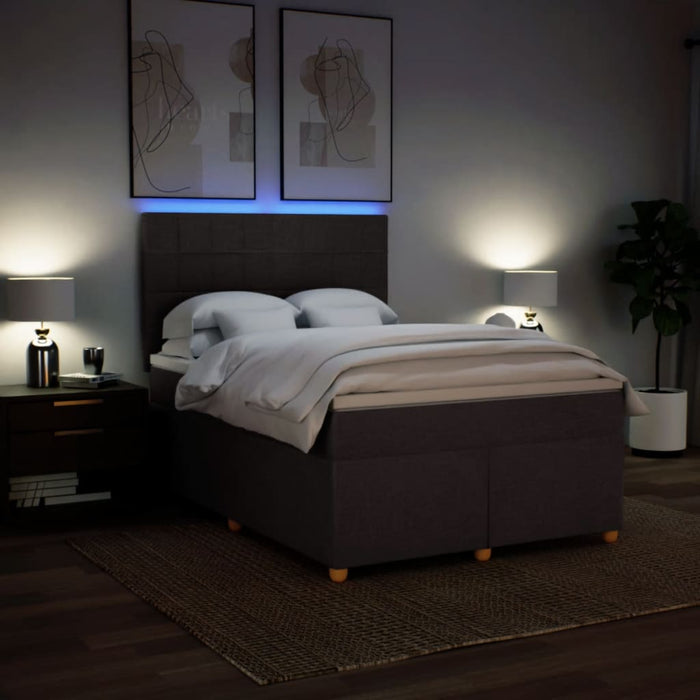 Pat box spring cu saltea, maro închis, 160x200 cm, textil WALTI