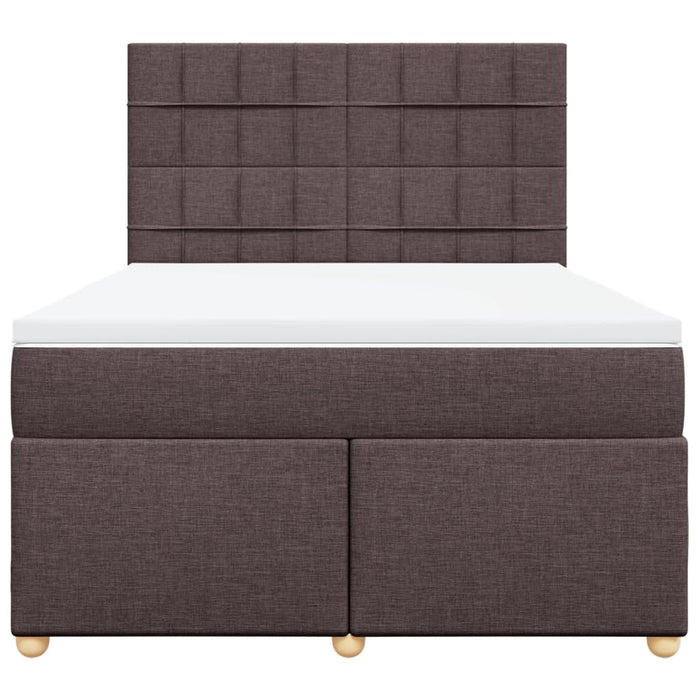 Pat box spring cu saltea, maro închis, 160x200 cm, textil WALTI