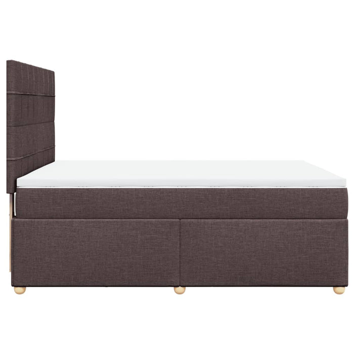 Pat box spring cu saltea, maro închis, 160x200 cm, textil WALTI