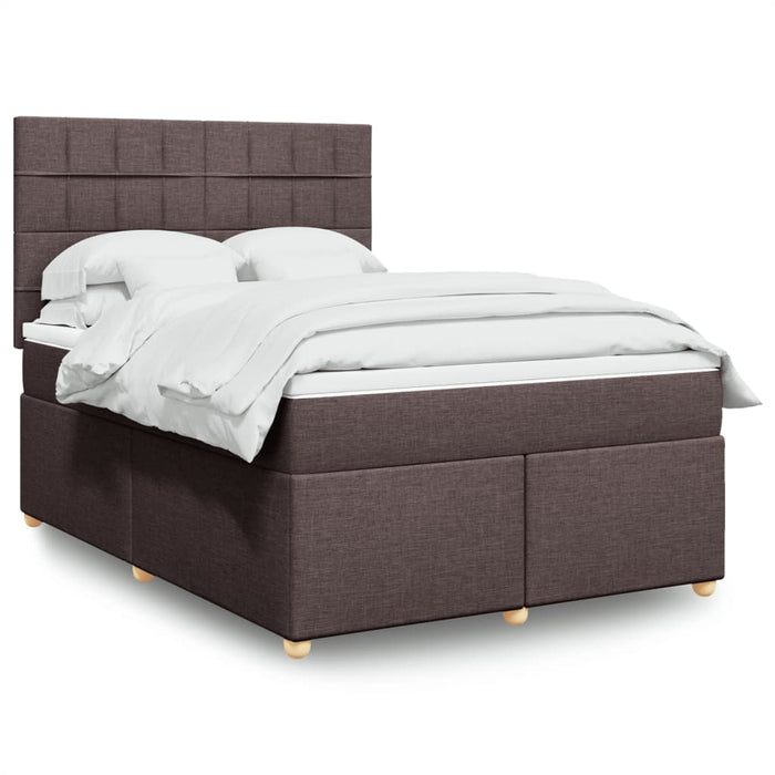 Pat box spring cu saltea, maro închis, 160x200 cm, textil WALTI