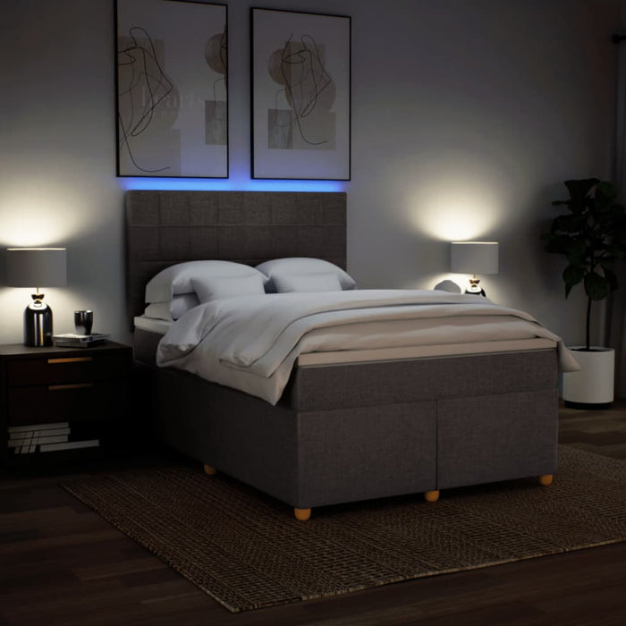 Pat box spring cu saltea, gri taupe, 160x200 cm material textil - WALTI WALTI