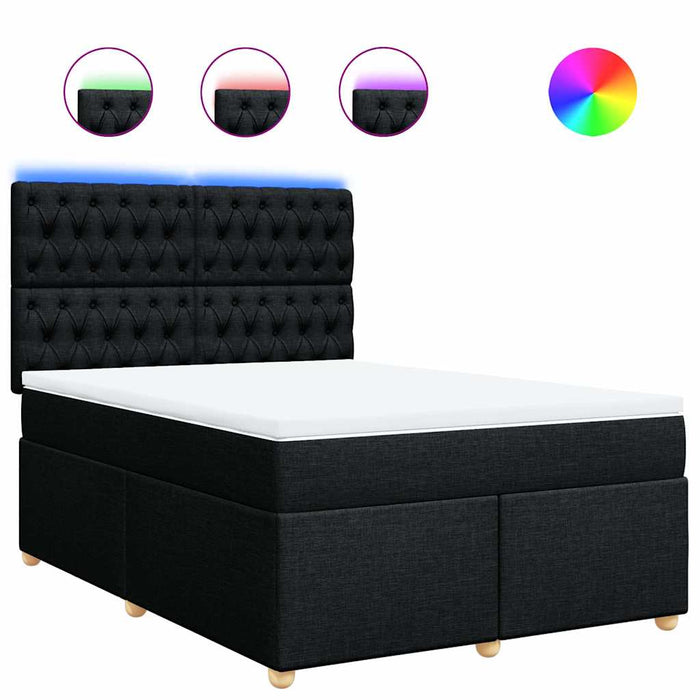 Pat box spring cu saltea, negru, 160x200 cm, textil - WALTI WALTI