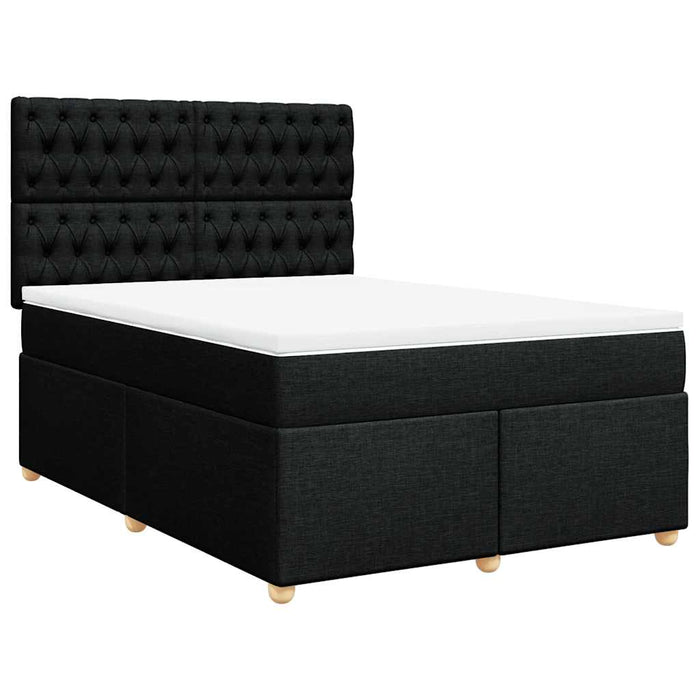 Pat box spring cu saltea, negru, 160x200 cm, textil - WALTI WALTI