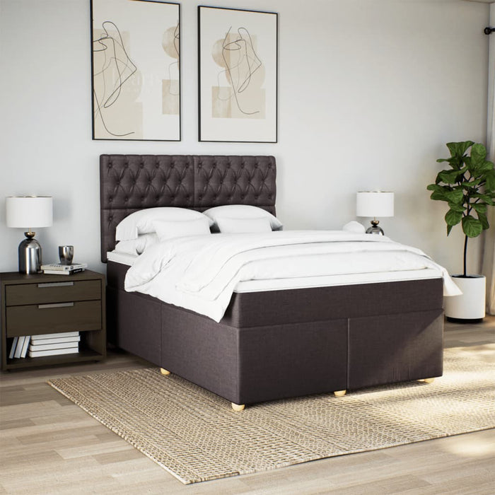 Pat box spring cu saltea, maro închis, 160x200 cm, textil - WALTI WALTI