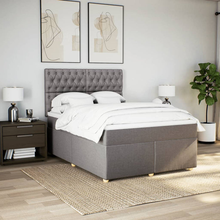 Pat box spring cu saltea, gri taupe, 160x200 cm material textil - WALTI WALTI