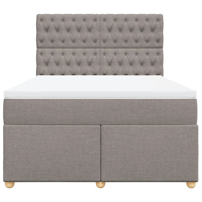 Pat box spring cu saltea, gri taupe, 160x200 cm material textil - WALTI WALTI