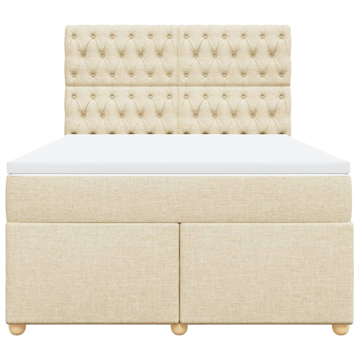 Pat box spring cu saltea, crem, 160x200 cm, material textil - WALTI WALTI