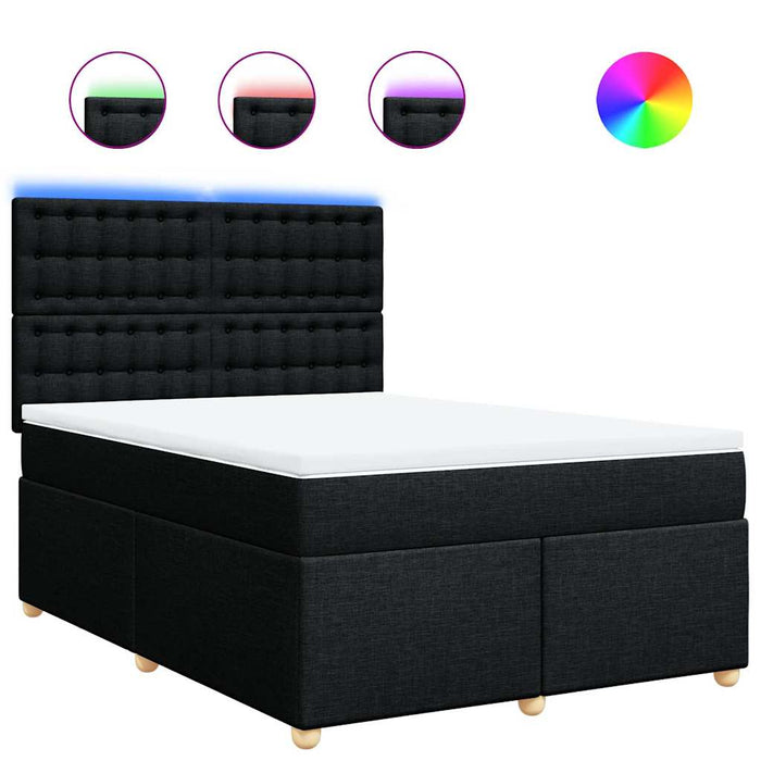 Pat box spring cu saltea, negru, 160x200 cm, textil - WALTI WALTI