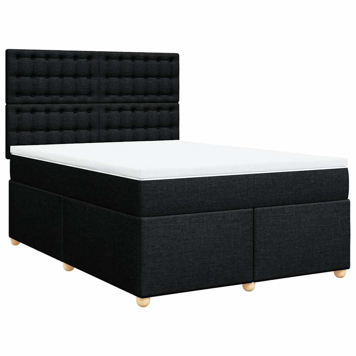 Pat box spring cu saltea, negru, 160x200 cm, textil - WALTI WALTI
