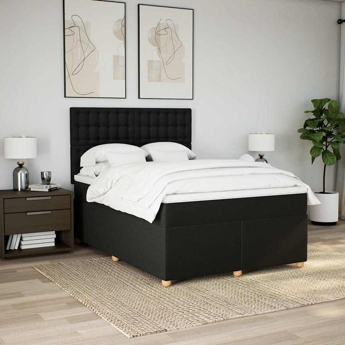 Pat box spring cu saltea, negru, 160x200 cm, textil - WALTI WALTI