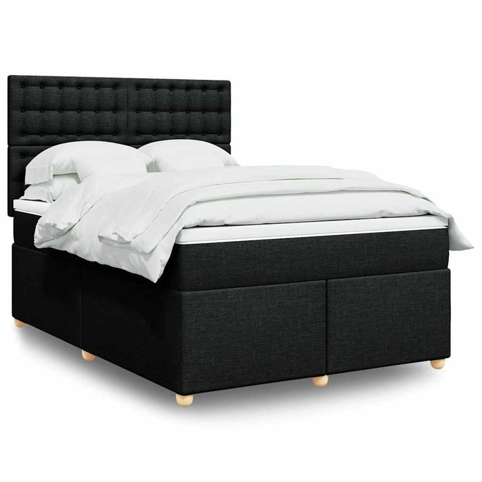 Pat box spring cu saltea, negru, 160x200 cm, textil - WALTI WALTI