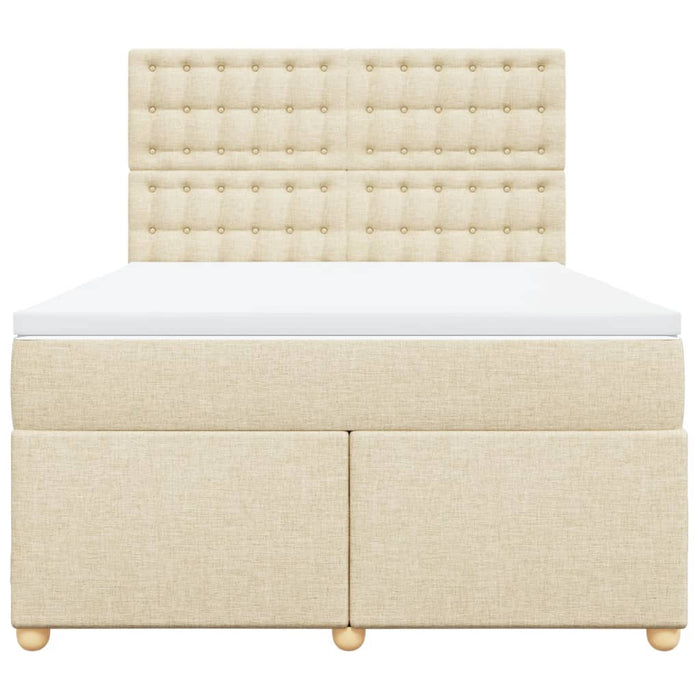 Pat box spring cu saltea, crem, 160x200 cm, material textil - WALTI WALTI