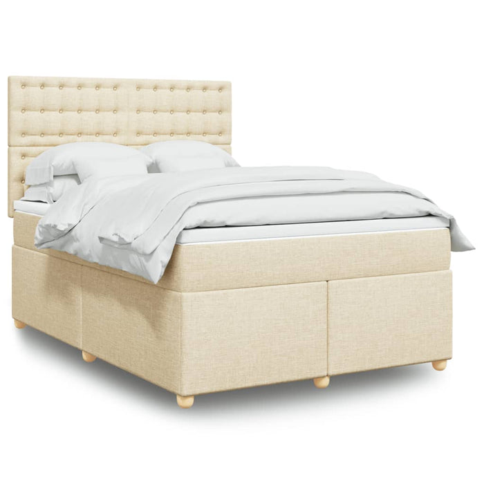 Pat box spring cu saltea, crem, 160x200 cm, material textil - WALTI WALTI