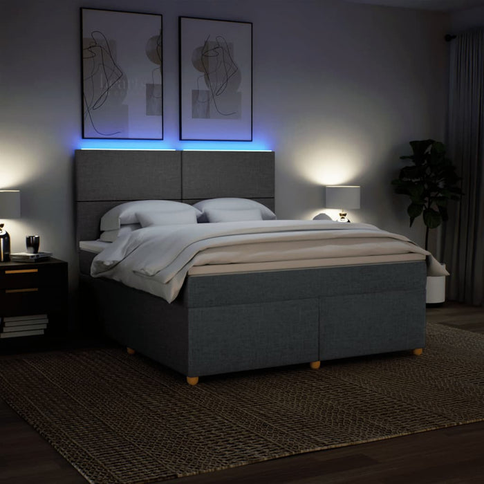 Pat box spring cu saltea, gri închis, 180x200 cm, textil - WALTI WALTI