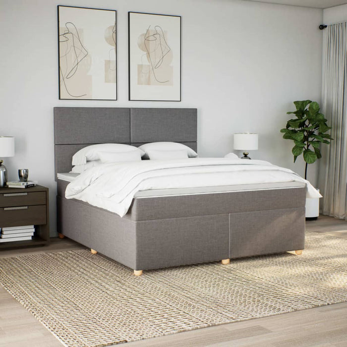 Pat continental cu saltea, gri taupe, 180x200 cm, textil - WALTI WALTI