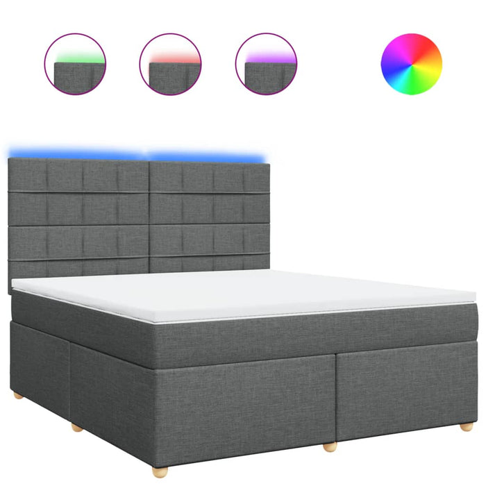 Pat box spring cu saltea, gri închis, 180x200 cm, textil - WALTI WALTI