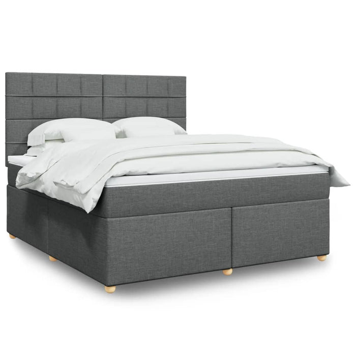 Pat box spring cu saltea, gri închis, 180x200 cm, textil - WALTI WALTI